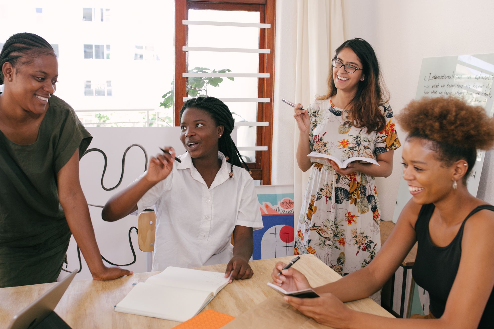 A lively planning meeting around a table